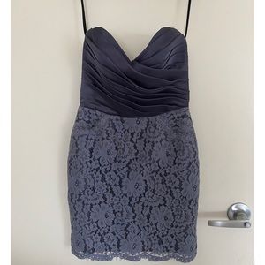 Noir by Lazaro Organza and Lace Mini Dress